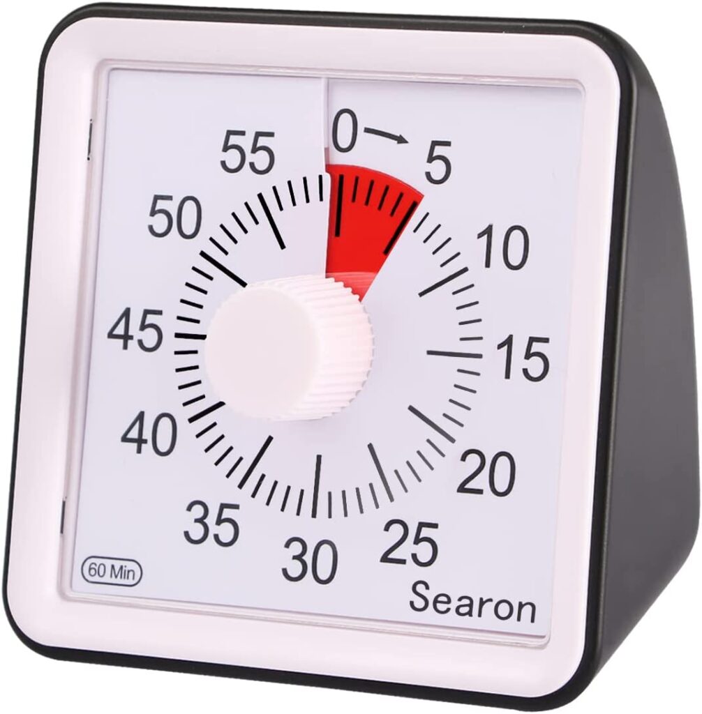 Red and white visual analog desk timer