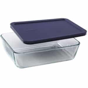Clear Glass Container with blue lid